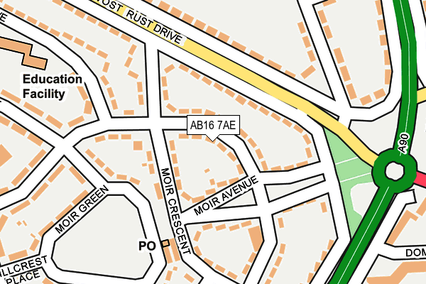 AB16 7AE map - OS OpenMap – Local (Ordnance Survey)