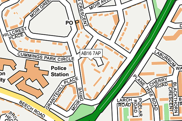 AB16 7AP map - OS OpenMap – Local (Ordnance Survey)
