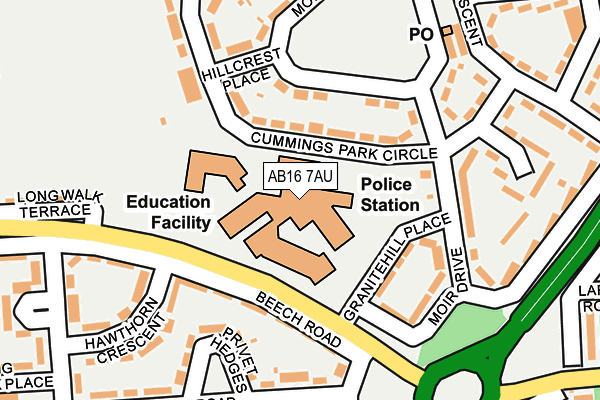 AB16 7AU map - OS OpenMap – Local (Ordnance Survey)