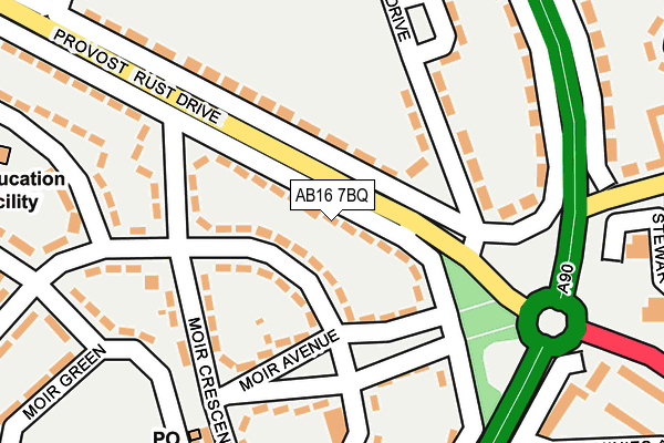 AB16 7BQ map - OS OpenMap – Local (Ordnance Survey)