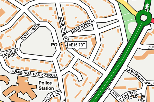 AB16 7BT map - OS OpenMap – Local (Ordnance Survey)