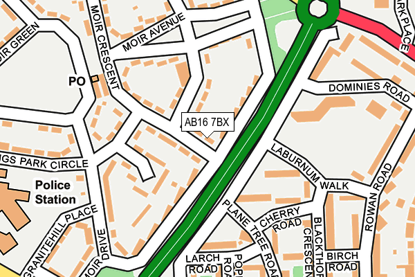 AB16 7BX map - OS OpenMap – Local (Ordnance Survey)