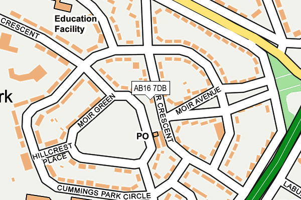 AB16 7DB map - OS OpenMap – Local (Ordnance Survey)