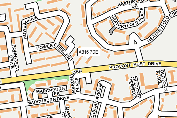 AB16 7DE map - OS OpenMap – Local (Ordnance Survey)