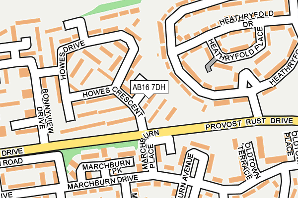 AB16 7DH map - OS OpenMap – Local (Ordnance Survey)