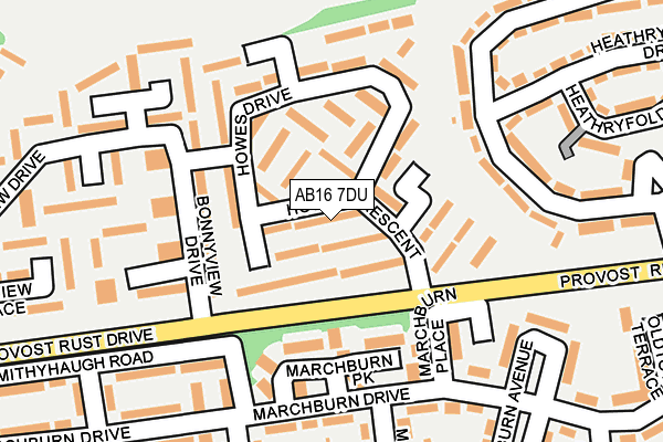 AB16 7DU map - OS OpenMap – Local (Ordnance Survey)