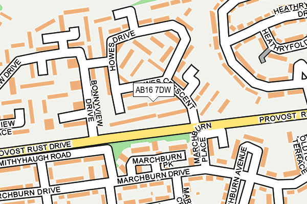AB16 7DW map - OS OpenMap – Local (Ordnance Survey)