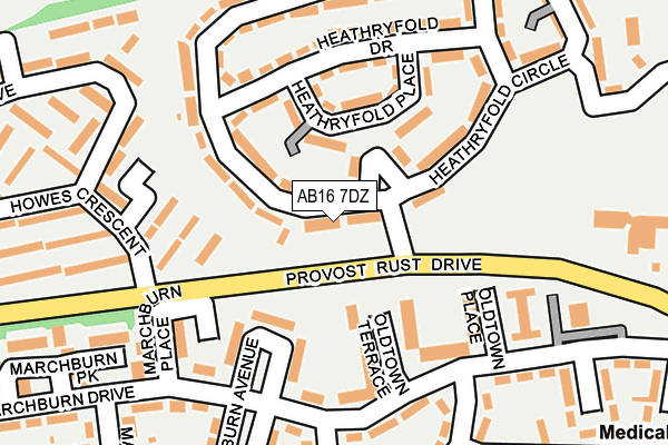 AB16 7DZ map - OS OpenMap – Local (Ordnance Survey)