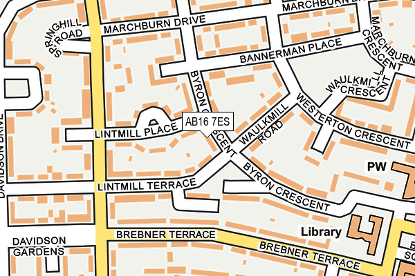 AB16 7ES map - OS OpenMap – Local (Ordnance Survey)