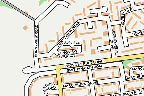 AB16 7EZ map - OS OpenMap – Local (Ordnance Survey)