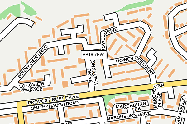 AB16 7FW map - OS OpenMap – Local (Ordnance Survey)