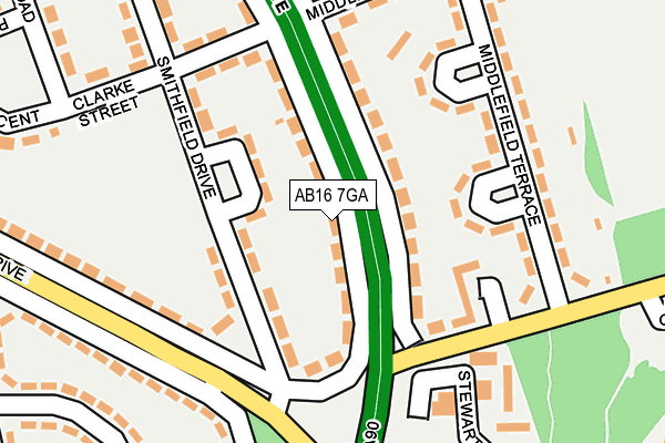 AB16 7GA map - OS OpenMap – Local (Ordnance Survey)