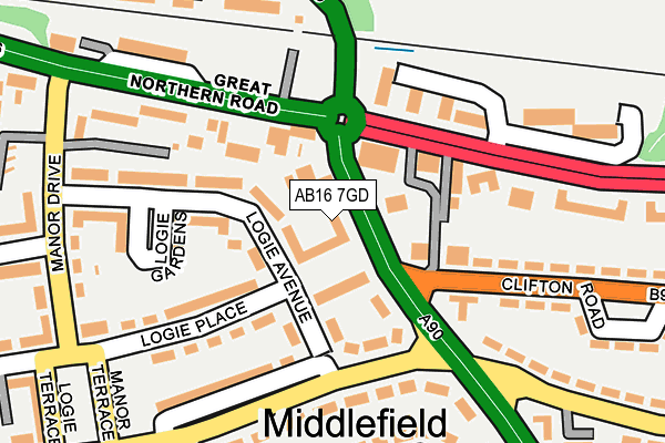 AB16 7GD map - OS OpenMap – Local (Ordnance Survey)