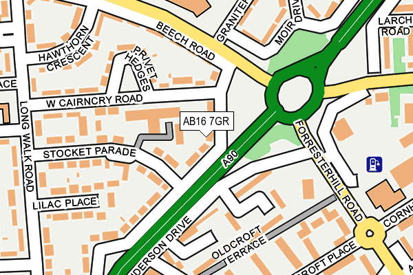 AB16 7GR map - OS OpenMap – Local (Ordnance Survey)