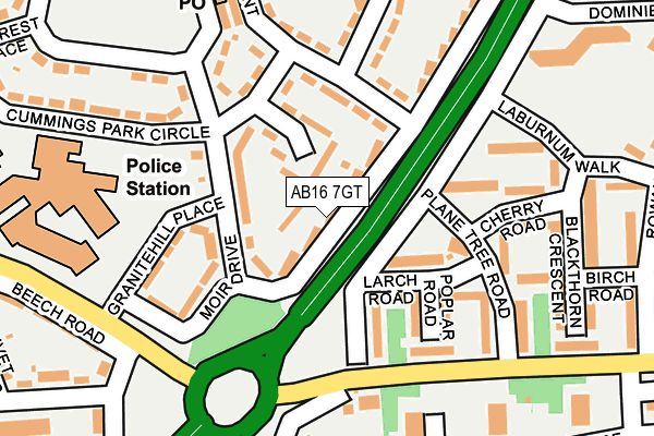 AB16 7GT map - OS OpenMap – Local (Ordnance Survey)