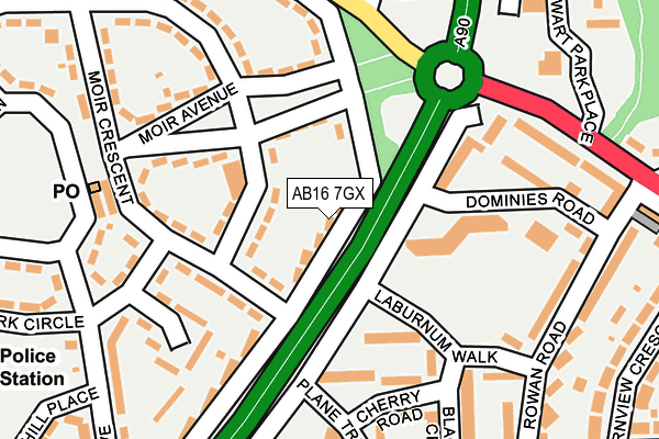 AB16 7GX map - OS OpenMap – Local (Ordnance Survey)