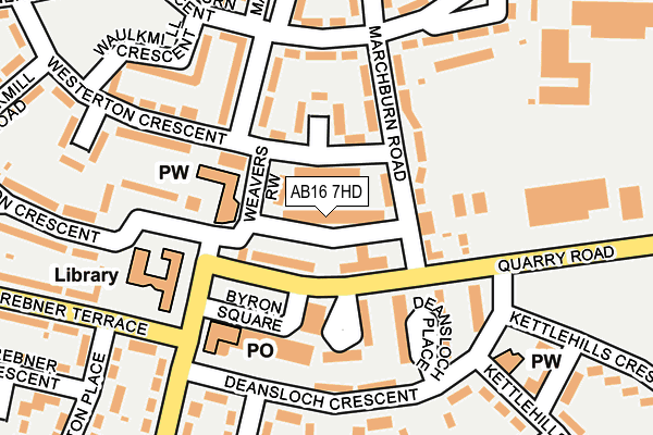 AB16 7HD map - OS OpenMap – Local (Ordnance Survey)