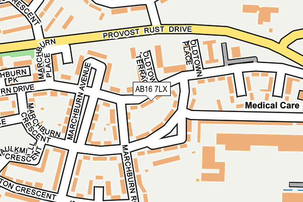 AB16 7LX map - OS OpenMap – Local (Ordnance Survey)