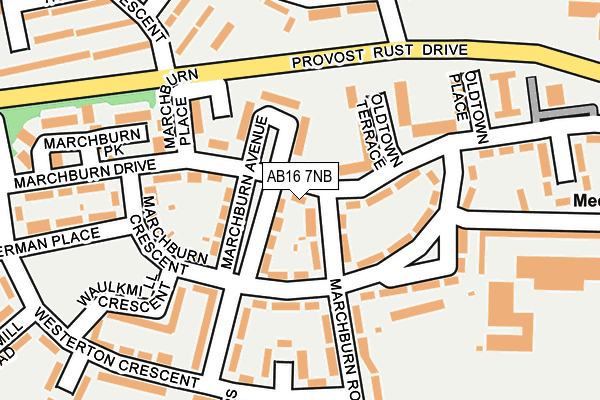 AB16 7NB map - OS OpenMap – Local (Ordnance Survey)