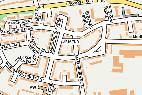 AB16 7ND map - OS OpenMap – Local (Ordnance Survey)
