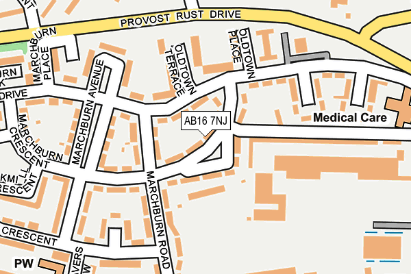 AB16 7NJ map - OS OpenMap – Local (Ordnance Survey)