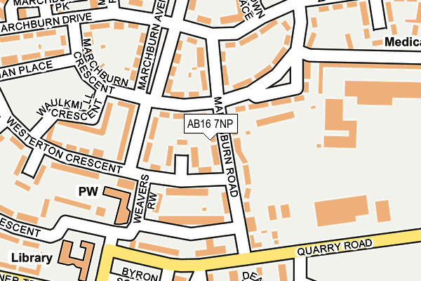 AB16 7NP map - OS OpenMap – Local (Ordnance Survey)