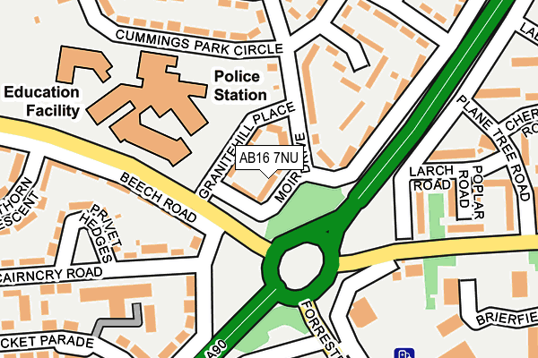 AB16 7NU map - OS OpenMap – Local (Ordnance Survey)