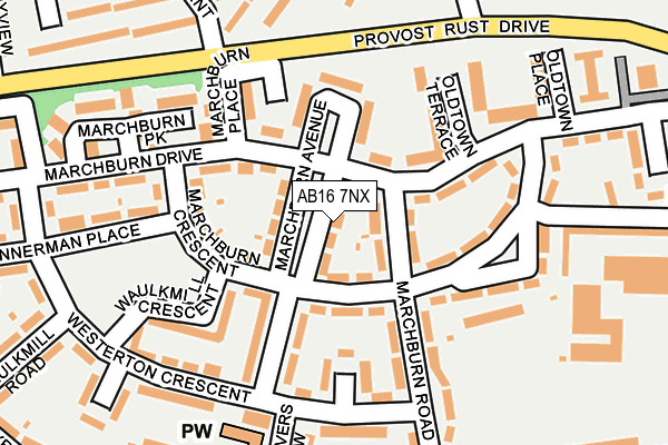 AB16 7NX map - OS OpenMap – Local (Ordnance Survey)
