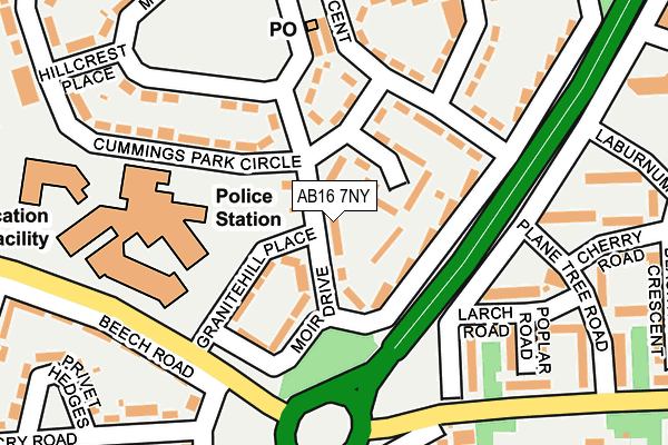 AB16 7NY map - OS OpenMap – Local (Ordnance Survey)