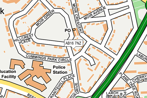 AB16 7NZ map - OS OpenMap – Local (Ordnance Survey)