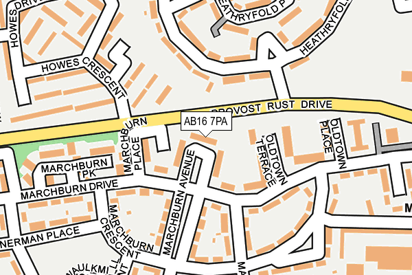AB16 7PA map - OS OpenMap – Local (Ordnance Survey)