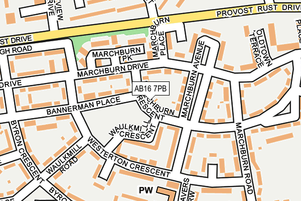 AB16 7PB map - OS OpenMap – Local (Ordnance Survey)