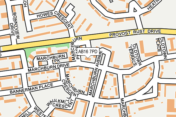 AB16 7PD map - OS OpenMap – Local (Ordnance Survey)