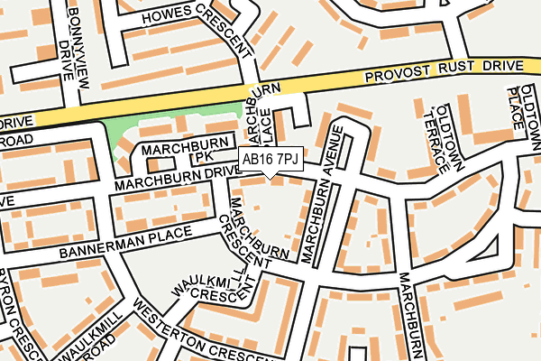 AB16 7PJ map - OS OpenMap – Local (Ordnance Survey)