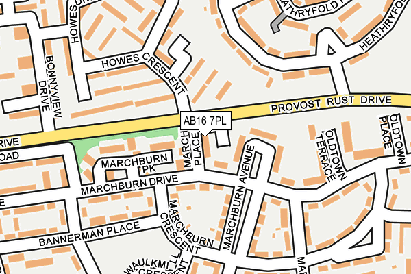 AB16 7PL map - OS OpenMap – Local (Ordnance Survey)