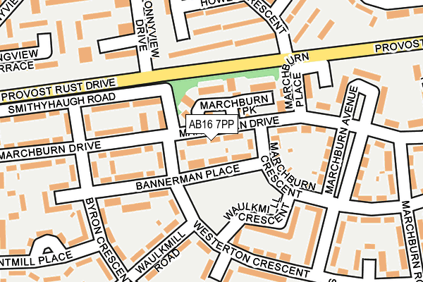 AB16 7PP map - OS OpenMap – Local (Ordnance Survey)
