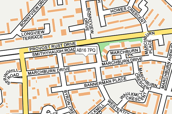 AB16 7PQ map - OS OpenMap – Local (Ordnance Survey)