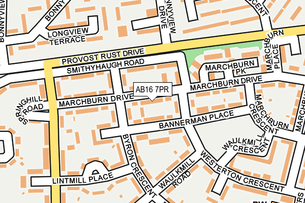 AB16 7PR map - OS OpenMap – Local (Ordnance Survey)