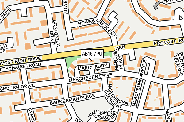AB16 7PU map - OS OpenMap – Local (Ordnance Survey)