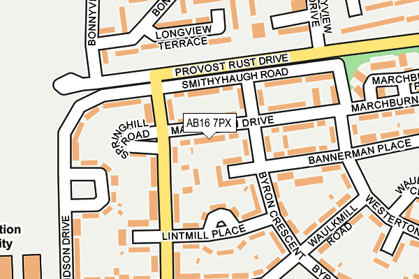 AB16 7PX map - OS OpenMap – Local (Ordnance Survey)