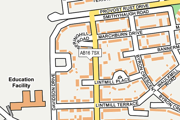 AB16 7SX map - OS OpenMap – Local (Ordnance Survey)