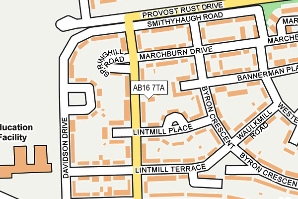 AB16 7TA map - OS OpenMap – Local (Ordnance Survey)