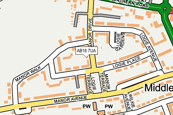 AB16 7UA map - OS OpenMap – Local (Ordnance Survey)