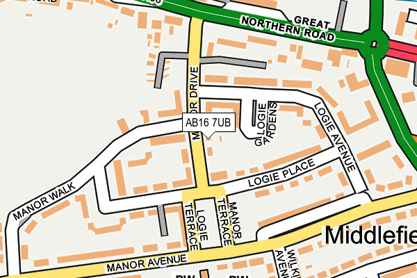 AB16 7UB map - OS OpenMap – Local (Ordnance Survey)