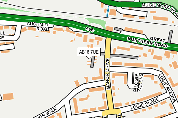 AB16 7UE map - OS OpenMap – Local (Ordnance Survey)