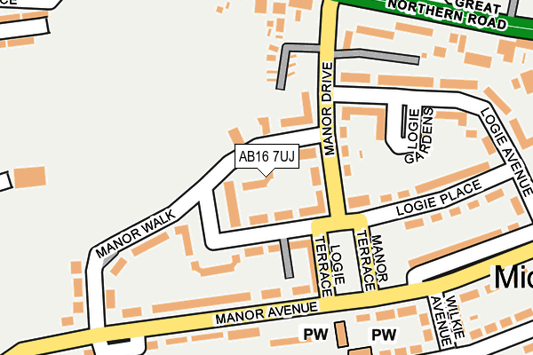AB16 7UJ map - OS OpenMap – Local (Ordnance Survey)