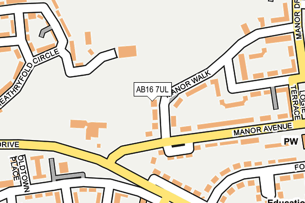 AB16 7UL map - OS OpenMap – Local (Ordnance Survey)