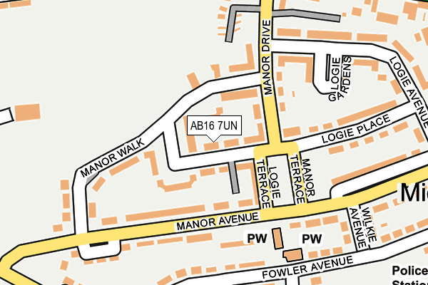 AB16 7UN map - OS OpenMap – Local (Ordnance Survey)