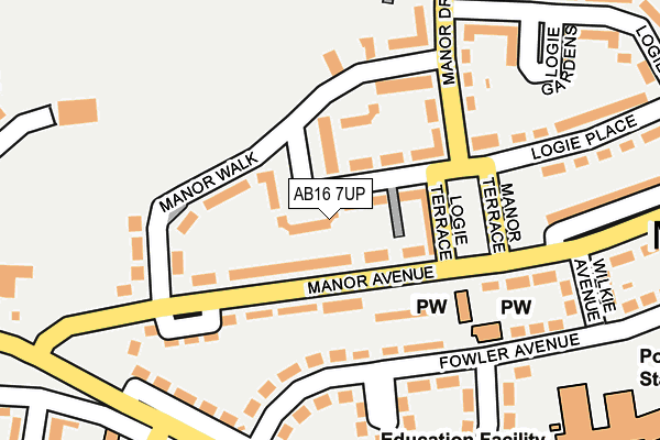 AB16 7UP map - OS OpenMap – Local (Ordnance Survey)