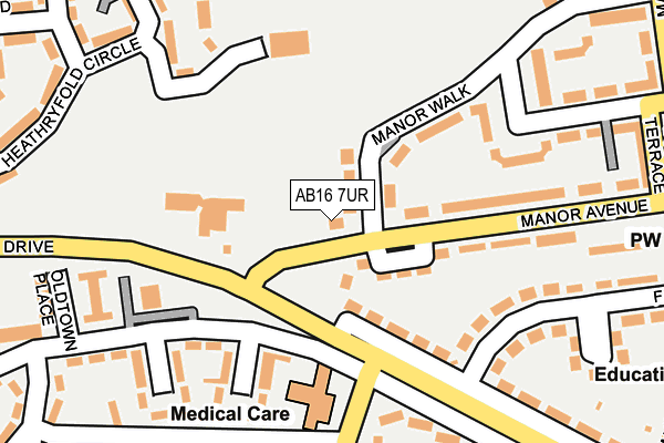 AB16 7UR map - OS OpenMap – Local (Ordnance Survey)